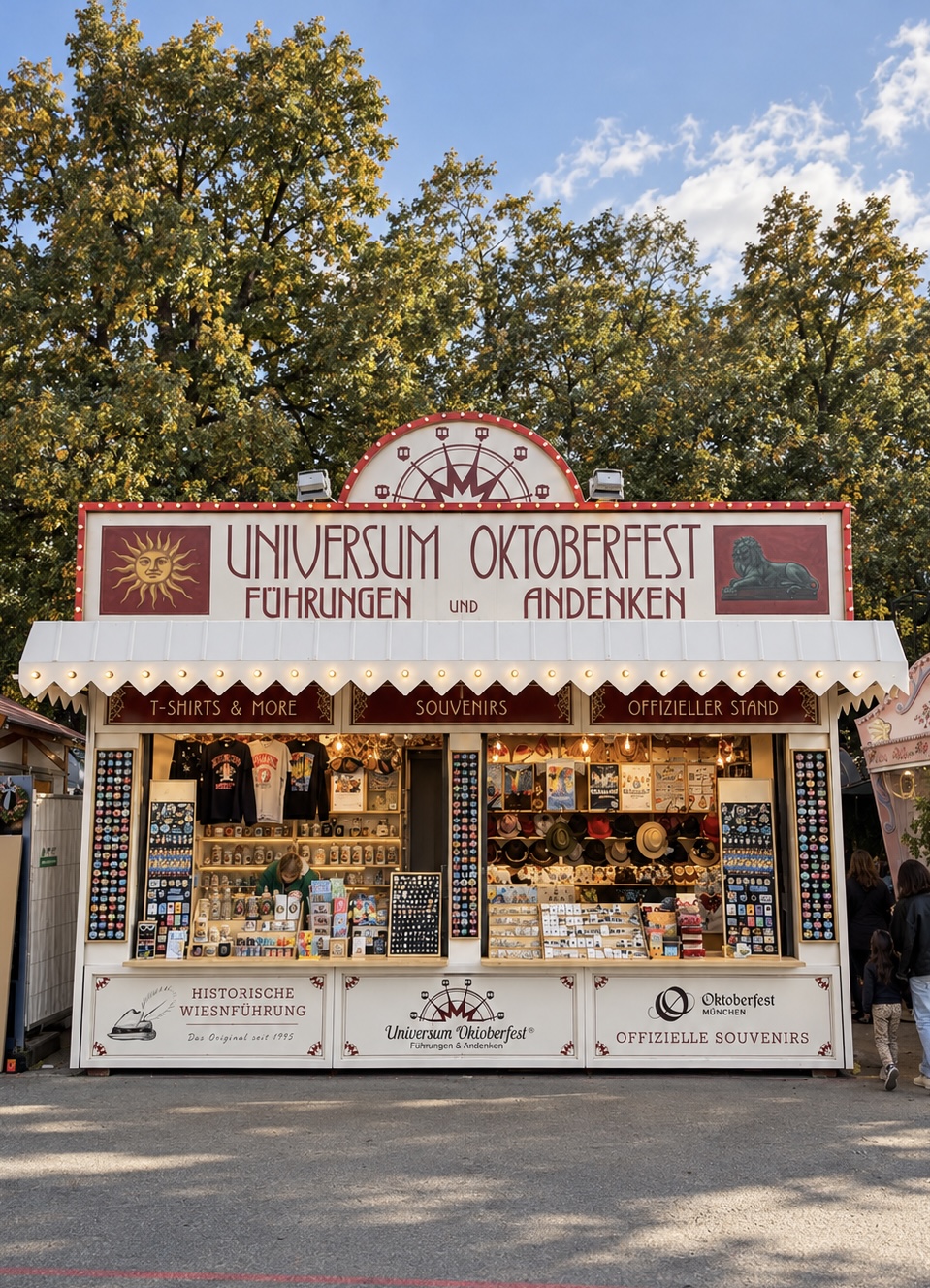 Unser Souvenirstand auf dem Oktoberfest in der Frontansicht